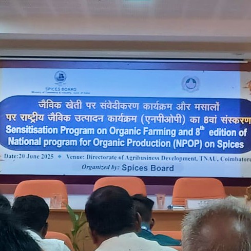 Picture of Sriharsha Varthan of Cloud Circle EXIM attending the Sensitisation Program on Organic Farming and the 8th Edition of the National Programme for Organic Production (NPOP) on Spices at TNAU, Coimbatore (7)